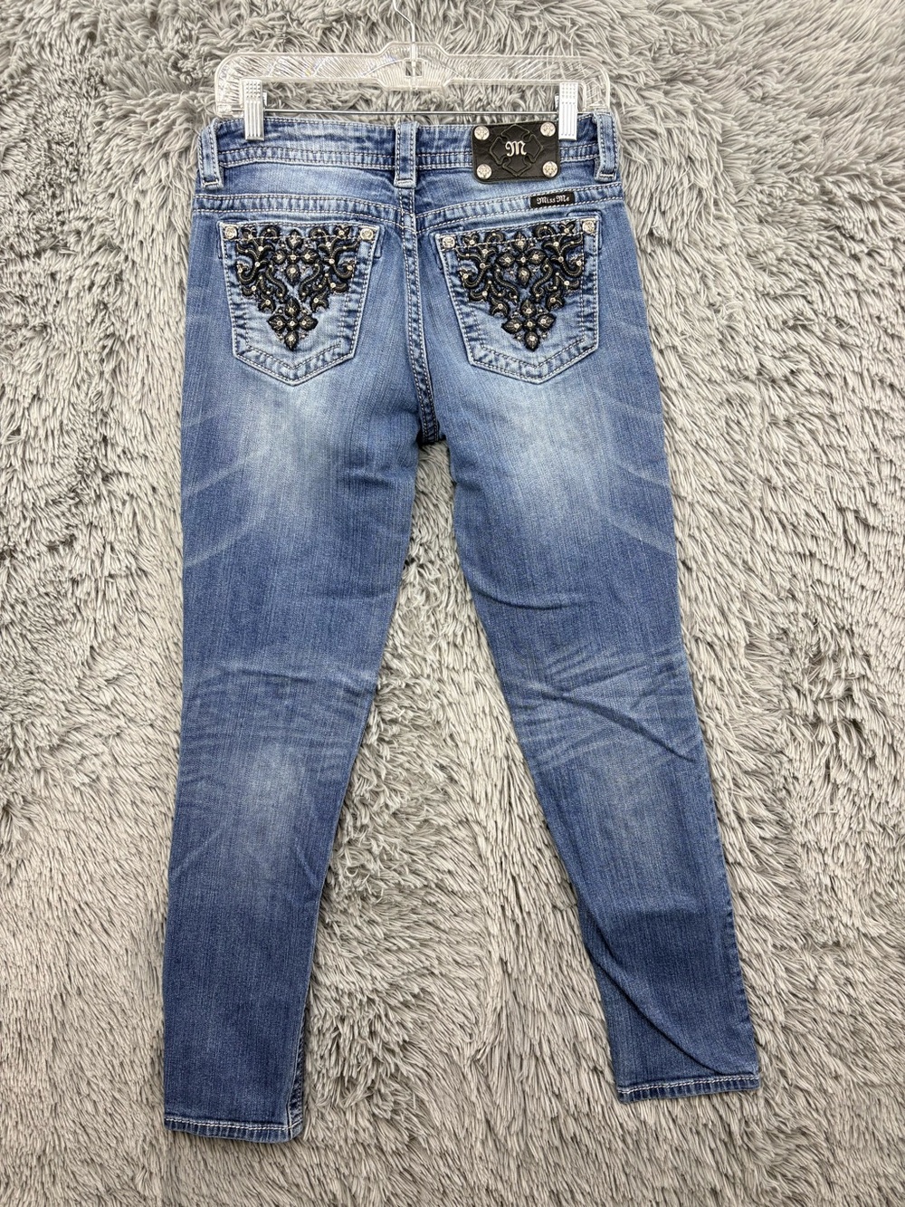 Miss Me Jeans Womens 28 Blue Mid Rise Skinny MP7555S Medium Wash Embellished